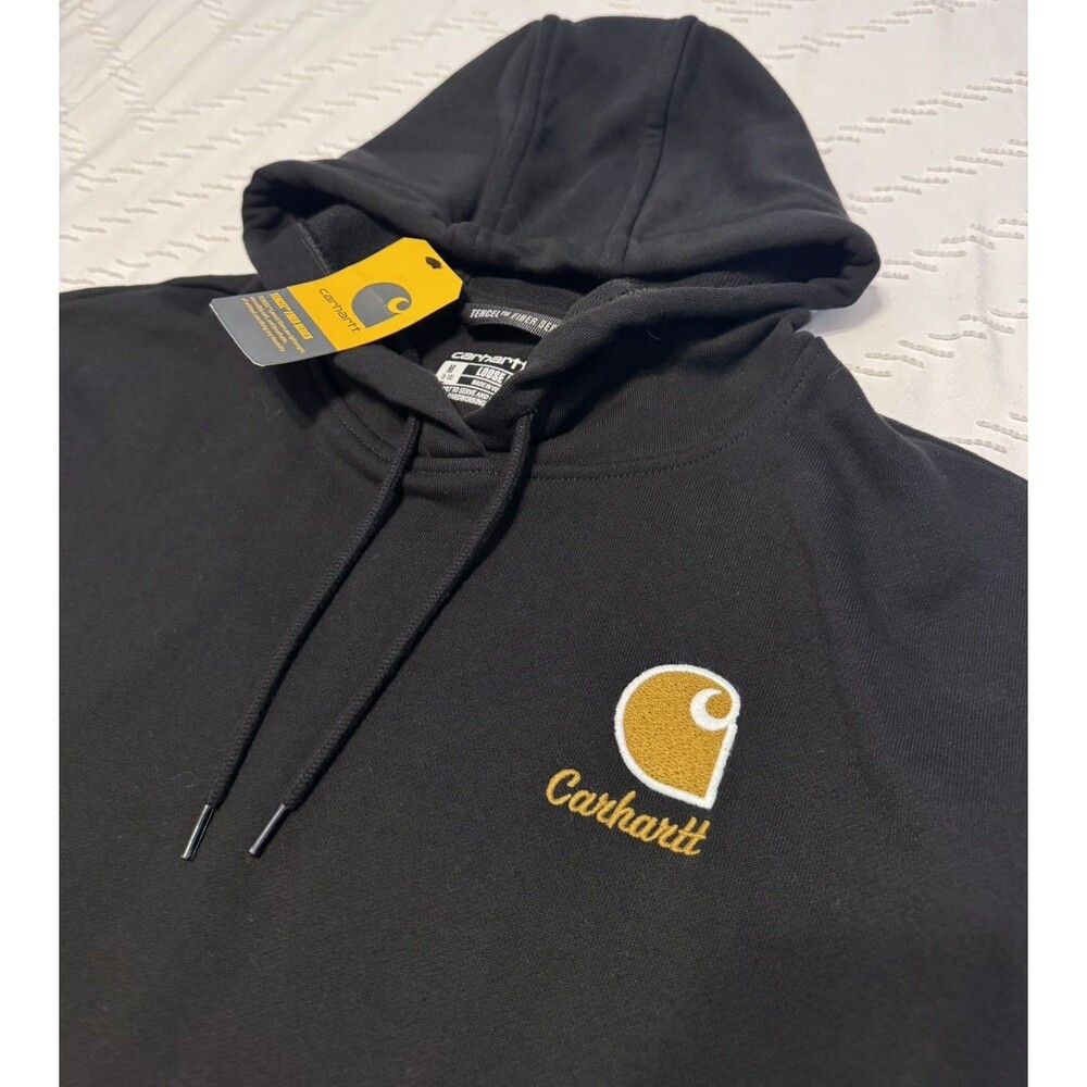Carhartt Tencel Fiber Series Women’s Black Graphic Logo Hoodie Size Medium